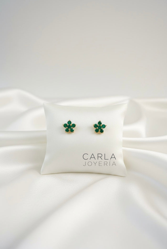 Aretes Roseta Esmeralda